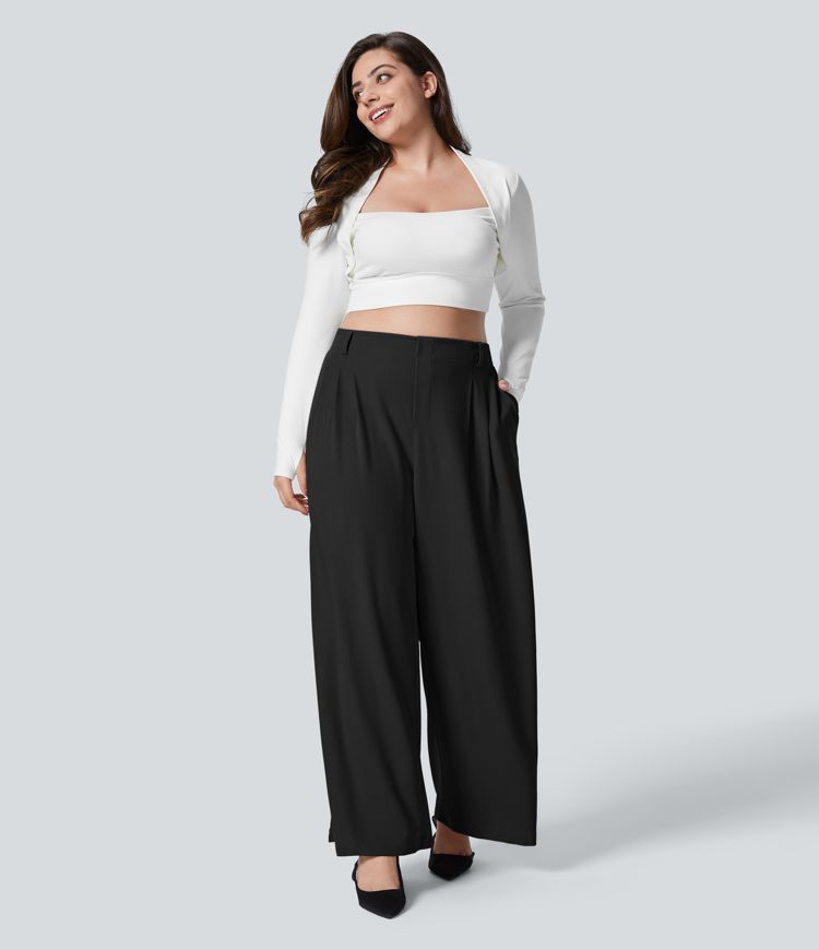 Halara Flex™ High Waisted Pocket Wide Leg Waffle Work Plus Size Pants