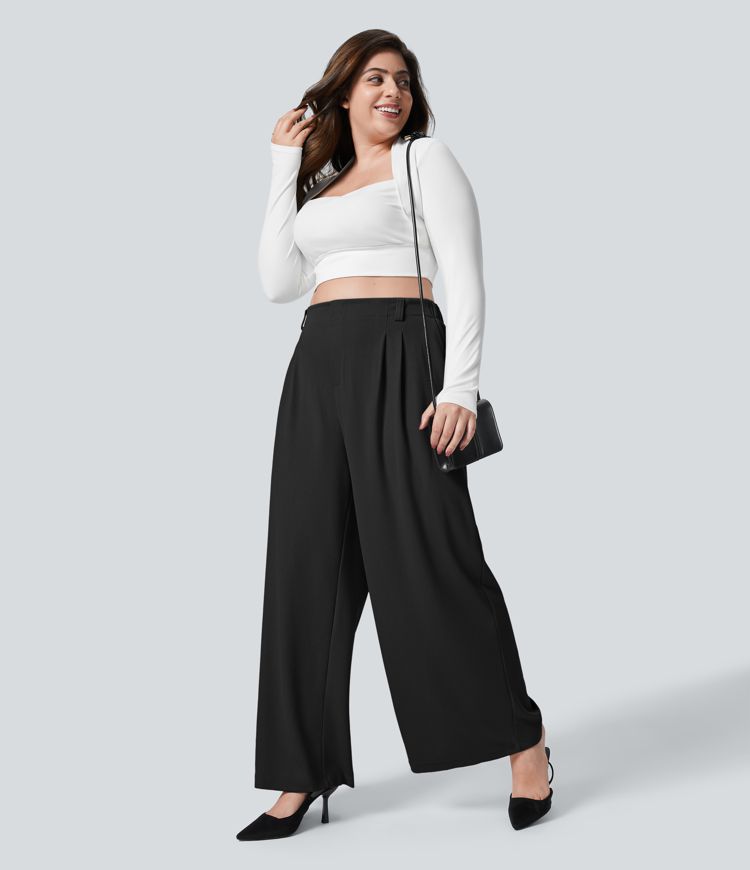 Halara Flex™ High Waisted Pocket Wide Leg Waffle Work Plus Size Pants