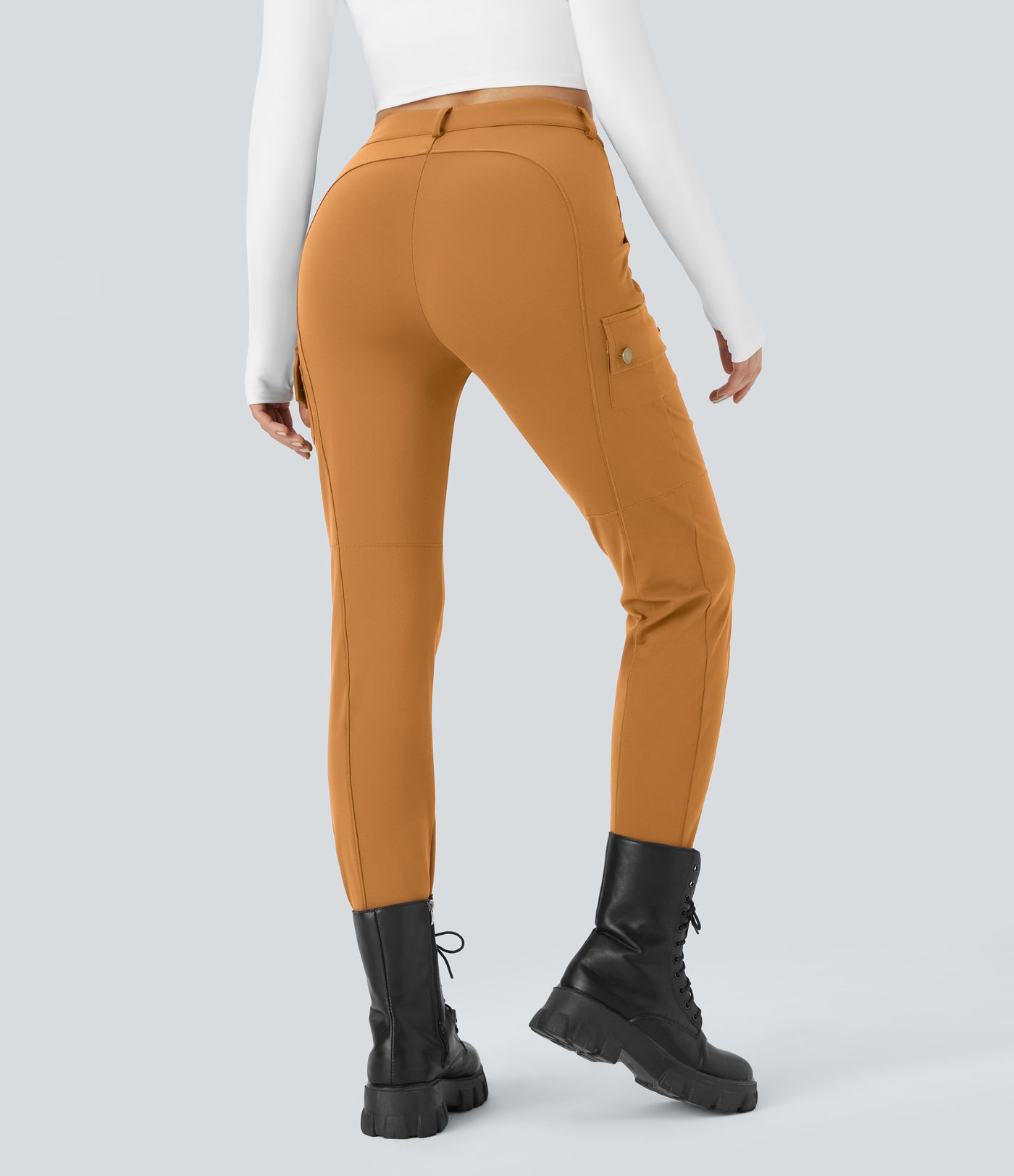 Pantalon cargo ajusté uni taille haute DayStretch avec poches zippées