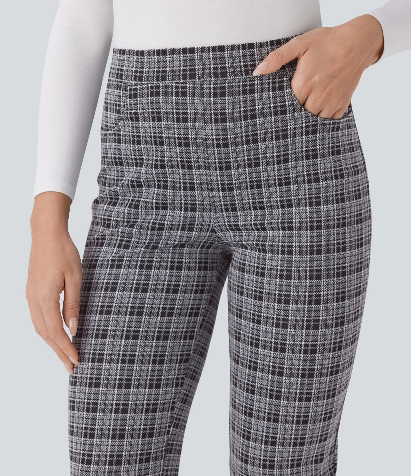 Halara Flex™ High Waisted Pockets Plaid Slim Work Pants
