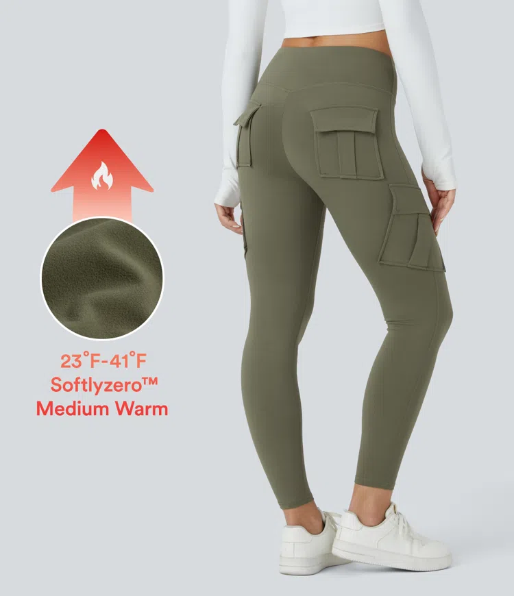 Softlyzero™ Thermal 하이웨이스트 카고 포켓 스키니 7,8부 요가 레깅스