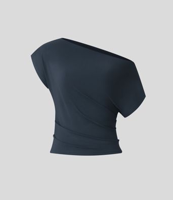 Off Shoulder Short Sleeve Ruched Casual Top