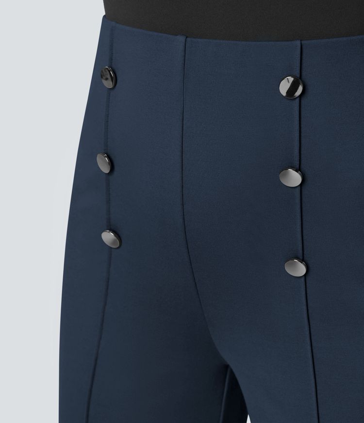 High Waisted Pocket Wide Leg Work Pants