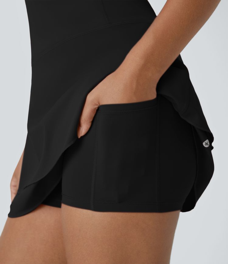 Softlyzero™ Airy Tiered Ruffle 2-Piece Pocket Cool Touch Mini Golf Active Dress - UPF 50+