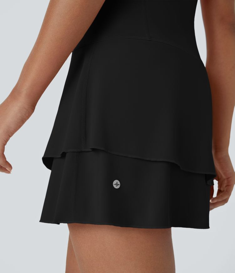 Softlyzero™ Airy Tiered Ruffle 2-Piece Pocket Cool Touch Mini Golf Active Dress - UPF 50+