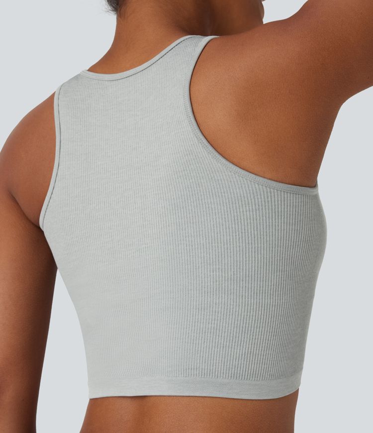 Seamless Flow Round Neck Cropped Lounge Shapewear Tank Top