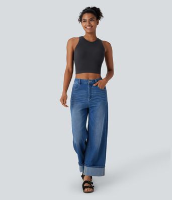 OneForm Seamless Flow Round Neck Cropped Lounge Shapewear Tank Top