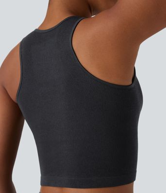 OneForm Seamless Flow Round Neck Cropped Lounge Shapewear Tank Top