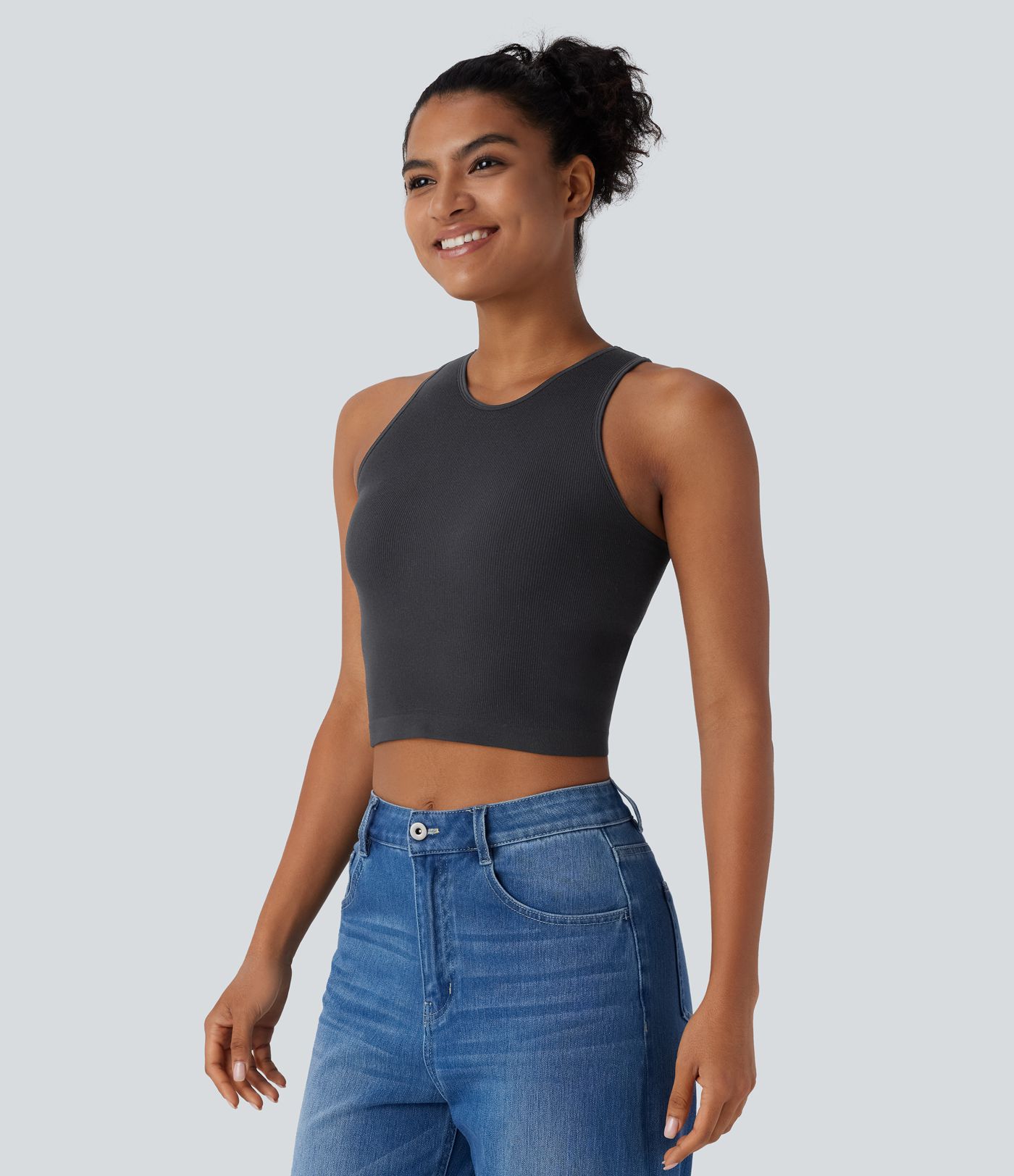 OneForm Seamless Flow Round Neck Cropped Lounge Shapewear Tank Top
