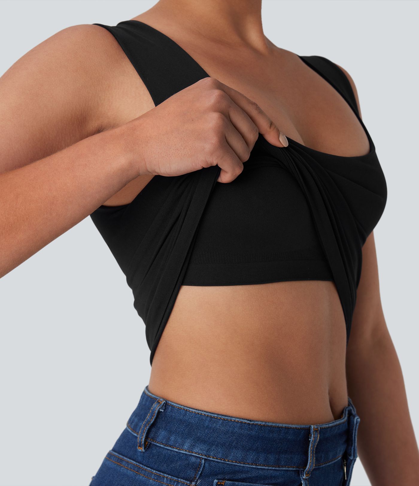 Top lounge 2 en 1 sans coutures, U chou, sans manches