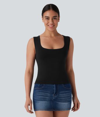 Top lounge 2 en 1 sans coutures, U chou, sans manches