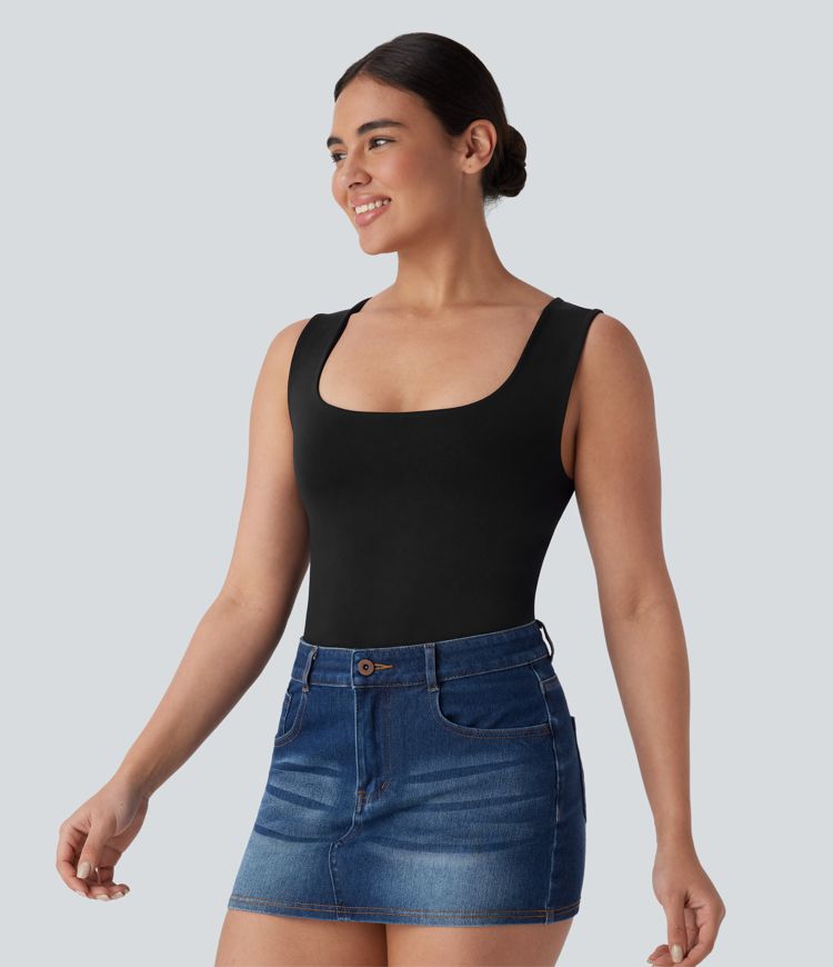 Top lounge 2 en 1 sans coutures, U chou, sans manches