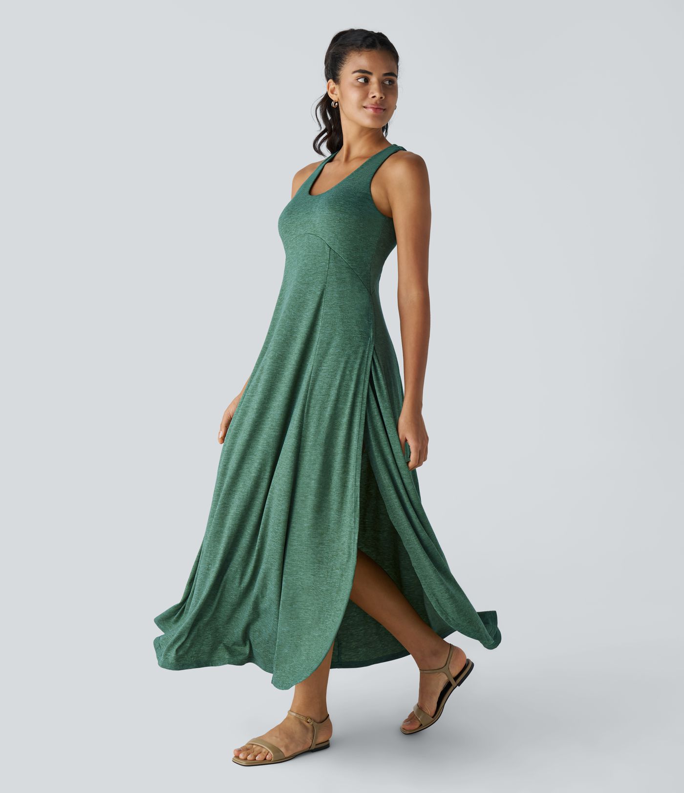 U Neck Flowy Maxi Casual Tank Dress