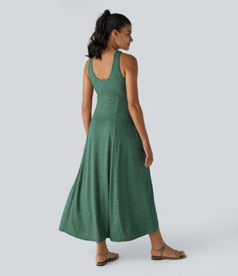 U Neck Flowy Maxi Casual Tank Dress