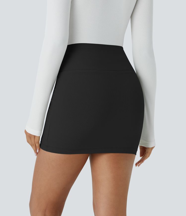 Jupe Mini Bodycon 2-en-1 Casual, Taille Haute, Anti-Poil et Gainante en Patitoff™ Flow