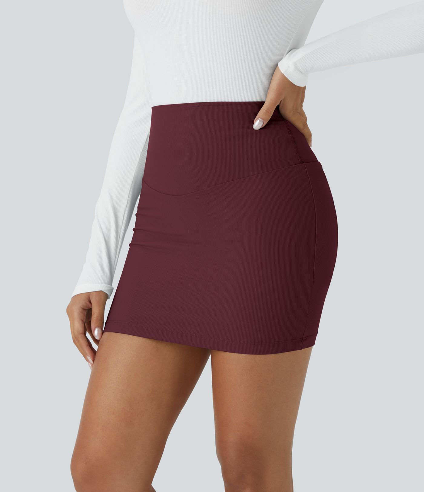 Patitoff™ Flow Tier-Resistant, Figure-Hugging 2-in-1 Mini Skirt with High Waist, Tummy Control, and Butt-Lifting Effect