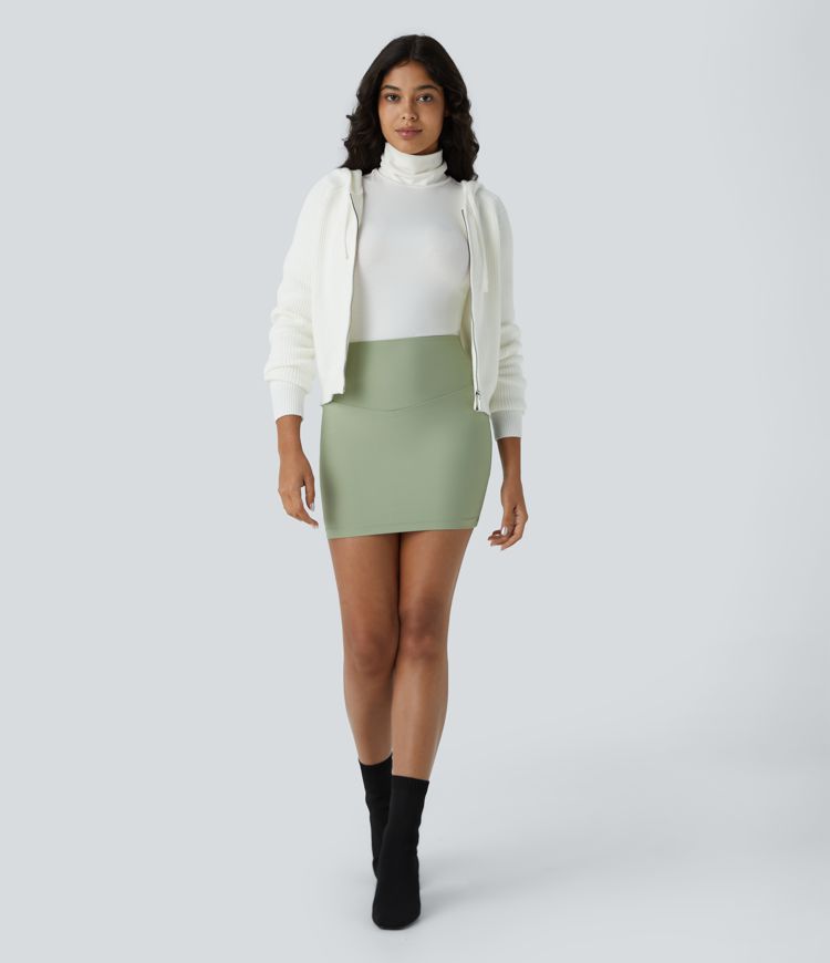 Jupe Mini Bodycon 2-en-1 Casual, Taille Haute, Anti-Poil et Gainante en Patitoff™ Flow