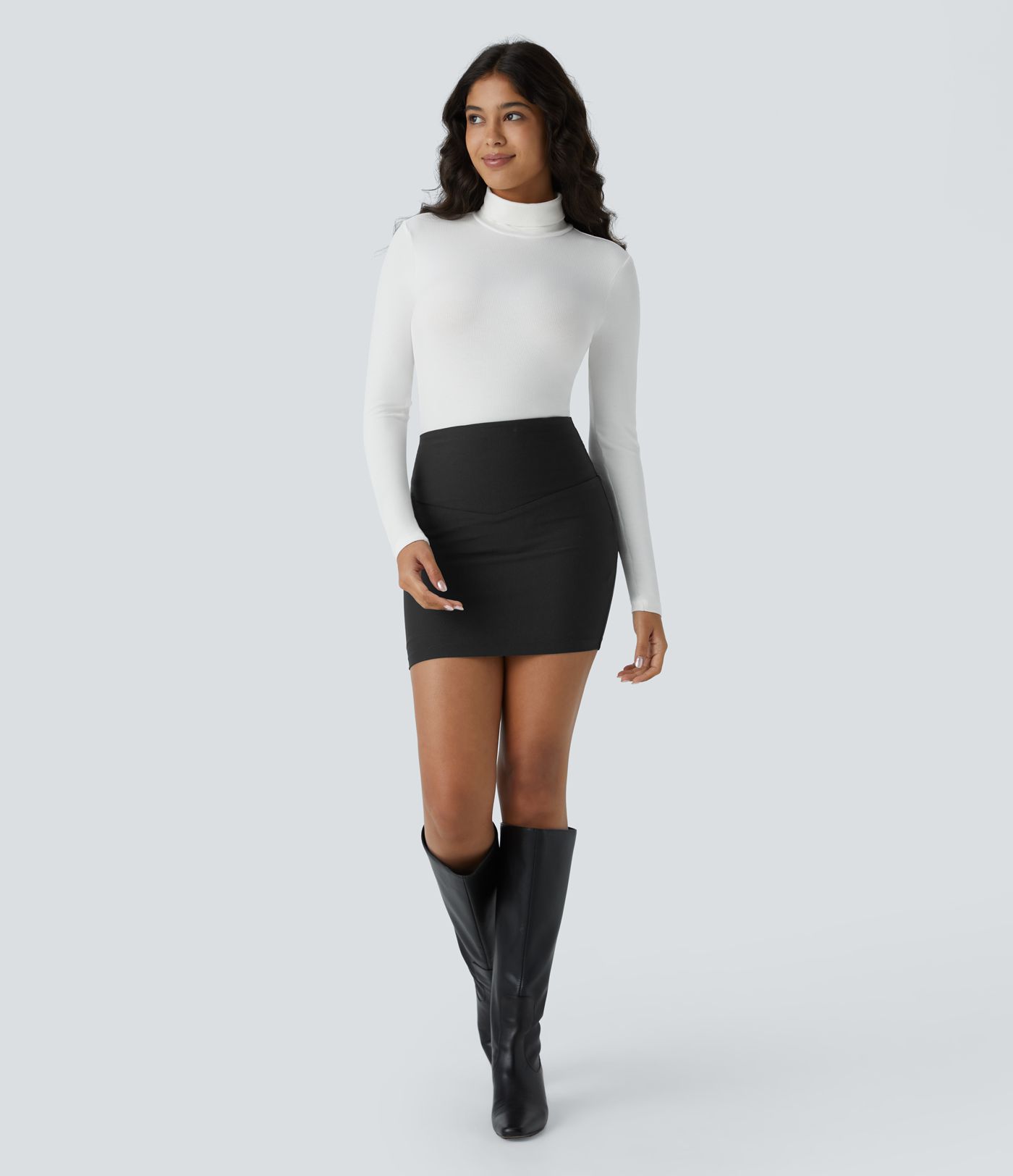 Jupe Mini Bodycon 2-en-1 Casual, Taille Haute, Anti-Poil et Gainante en Patitoff™ Flow