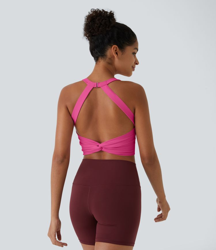 Softlyzero™ Plush Backless Cut Out Twisted Cropped Yoga Tank Top