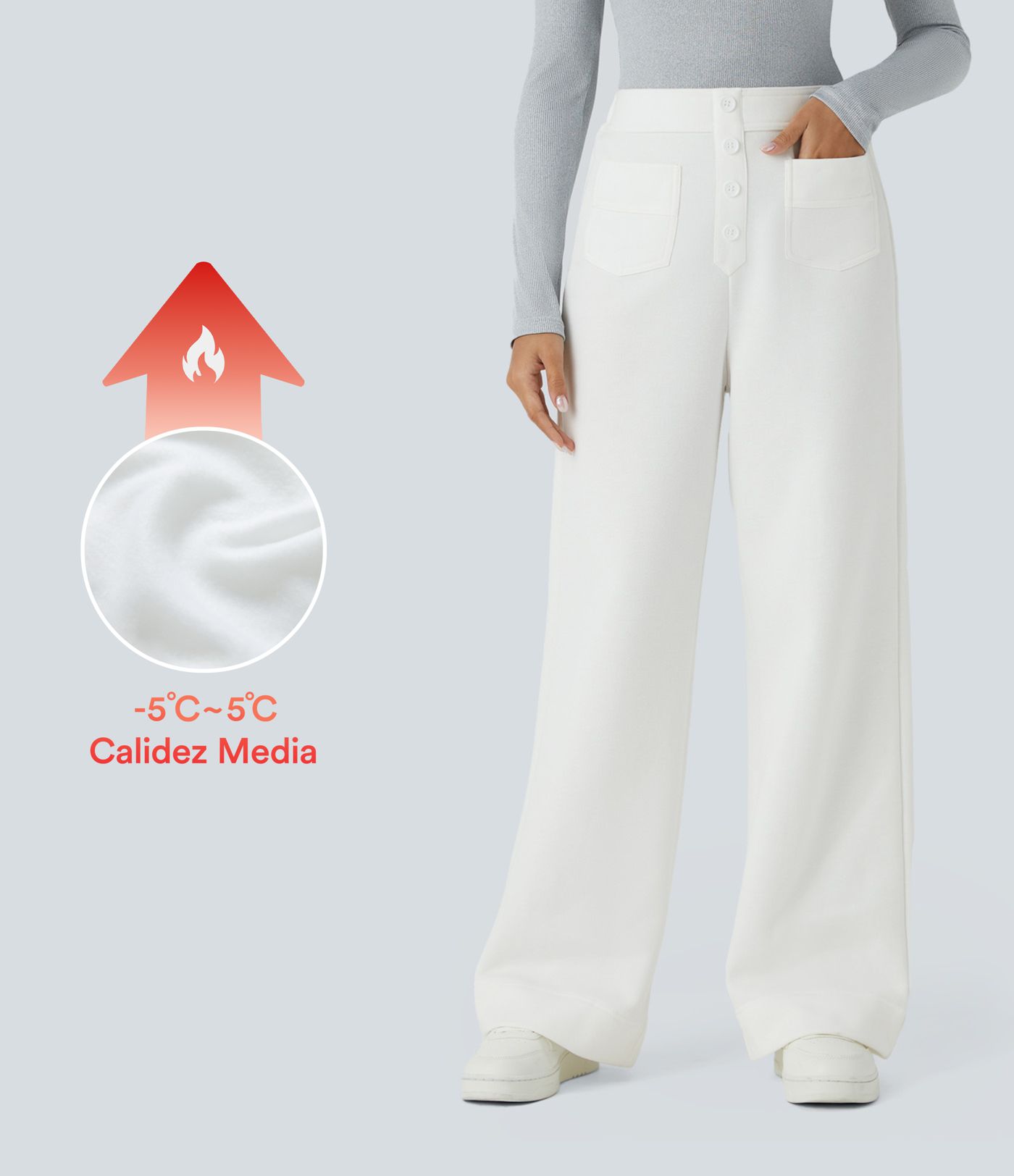 High Waisted Pockets Straight Leg Fleece Casual Pants
