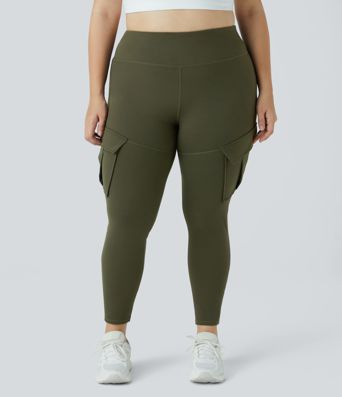 DayStretch High Waisted Cargo Pocket Skinny Yoga Plus Size 7/8 Leggings