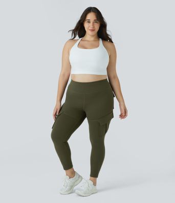 DayStretch High Waisted Cargo Pocket Skinny Yoga Plus Size 7/8 Leggings