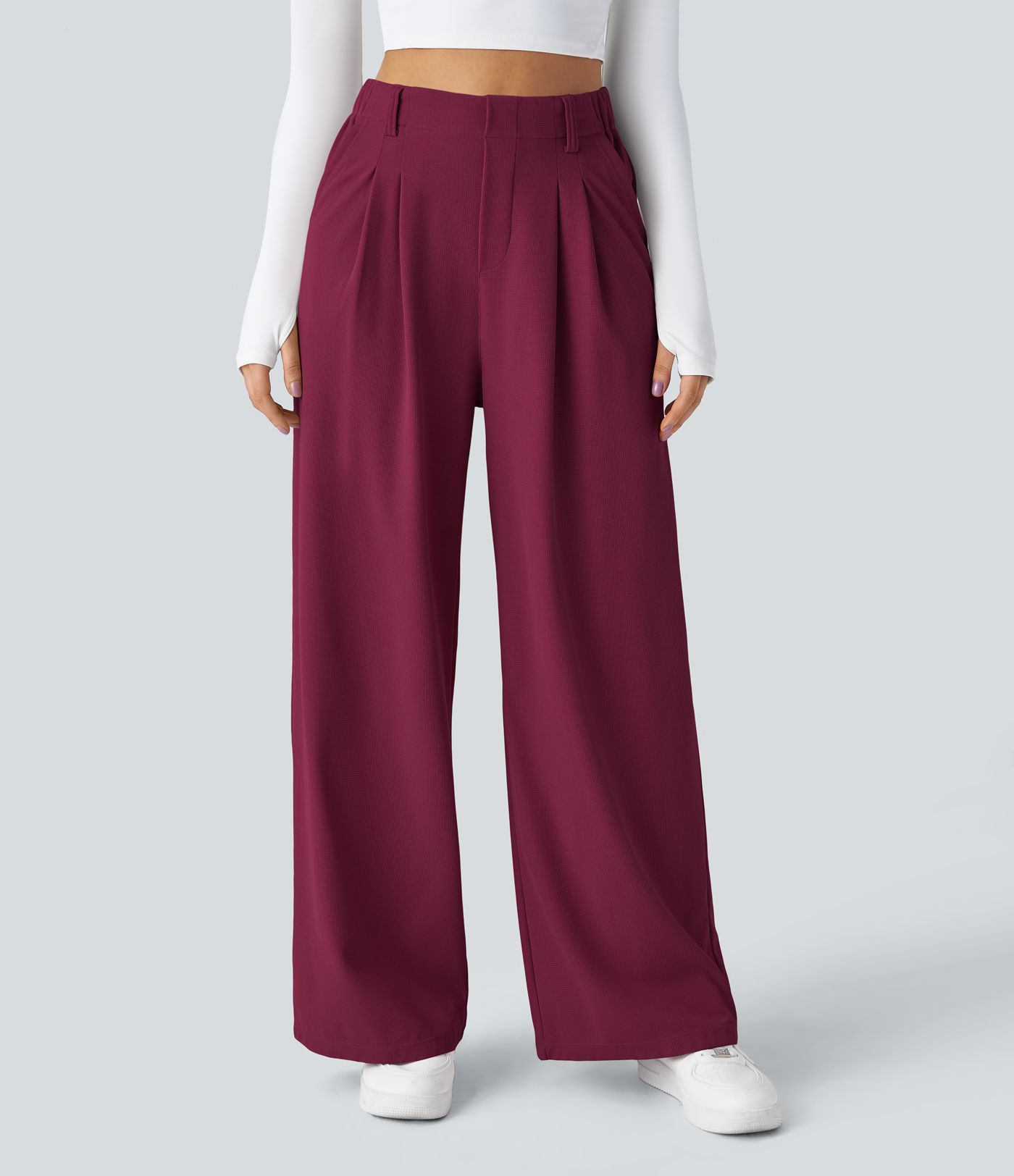 Halara Flex™ High Waisted Pocket Wide Leg Waffle Work Trousers
