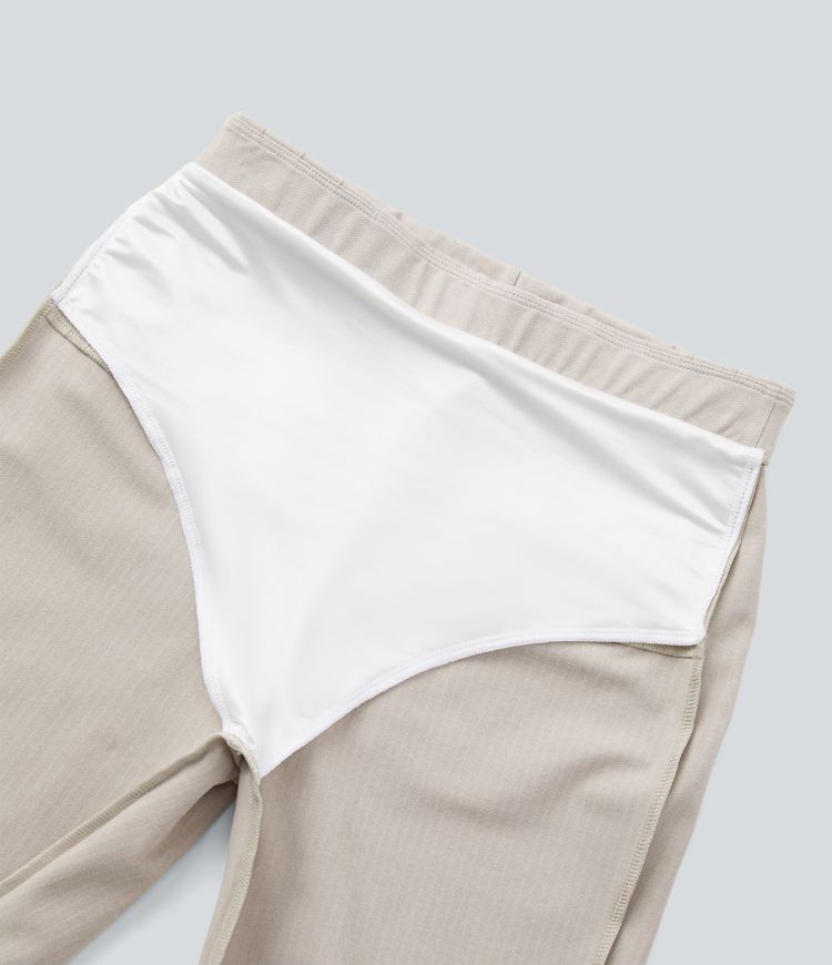 Arbeits-Leggings mit hohem Bund, Reißverschlusstaschen, dekorativer Knopfleiste, Bauchkontrolle und Fischgrätenmuster