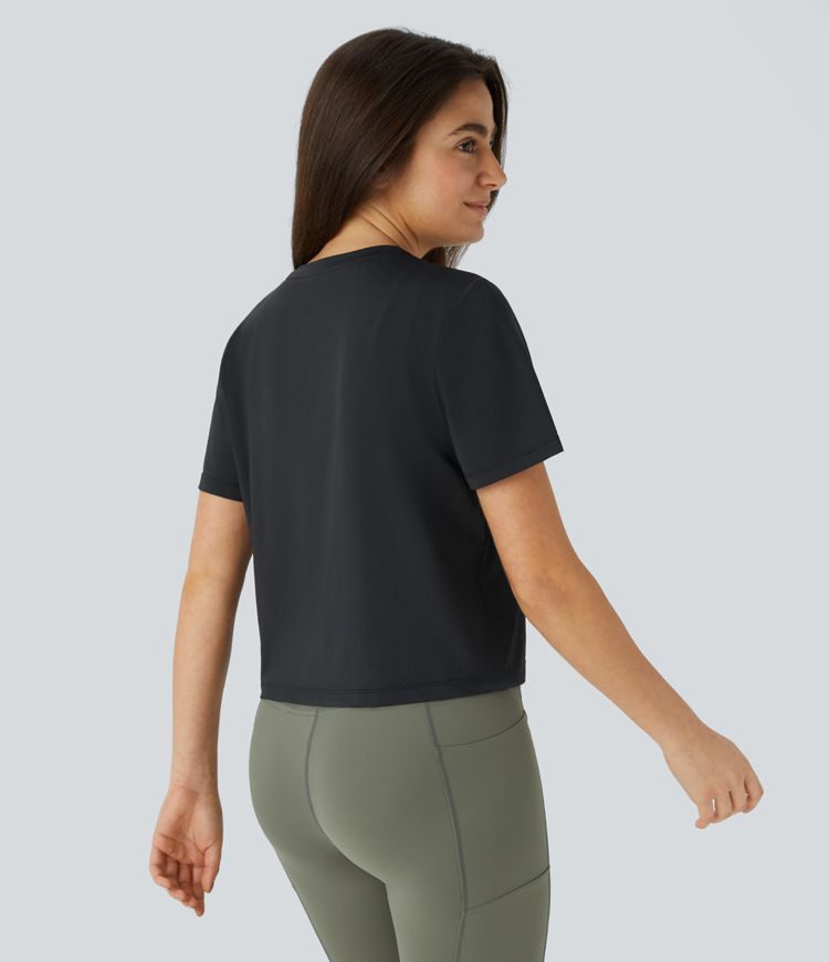 Round Neck Breathable Mesh Yoga Sports Top