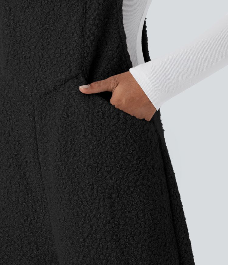 Peto Teddy peluche múltiple bolsillo botón correa ajustable