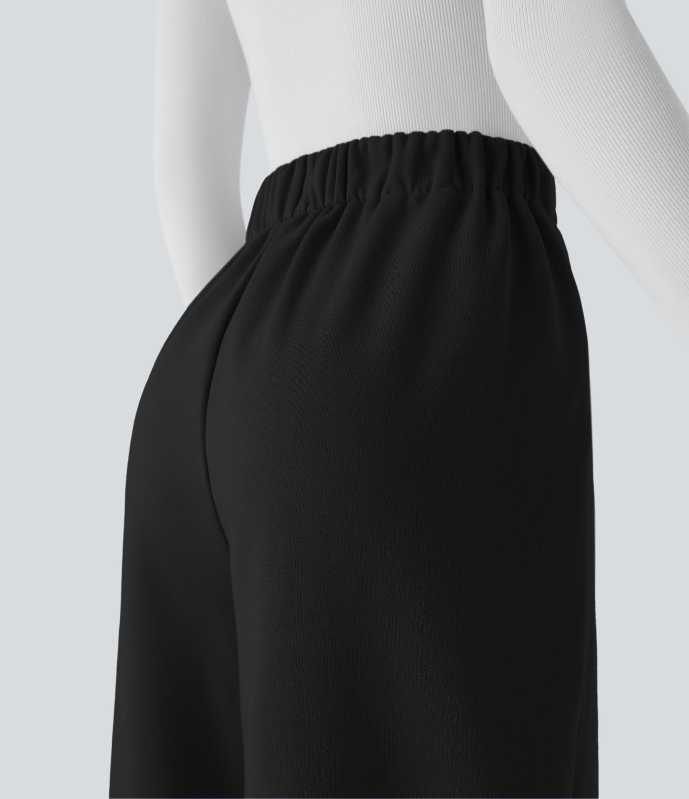 Pantalón polar tiro alto bolsillo lateral pierna ancha