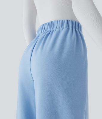 High Waisted Pocket Wide Leg Fleece Casual Pants