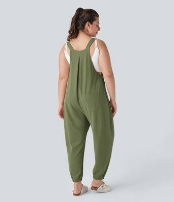Taschen Waffel Casual Plus Size Jogger Latzhose