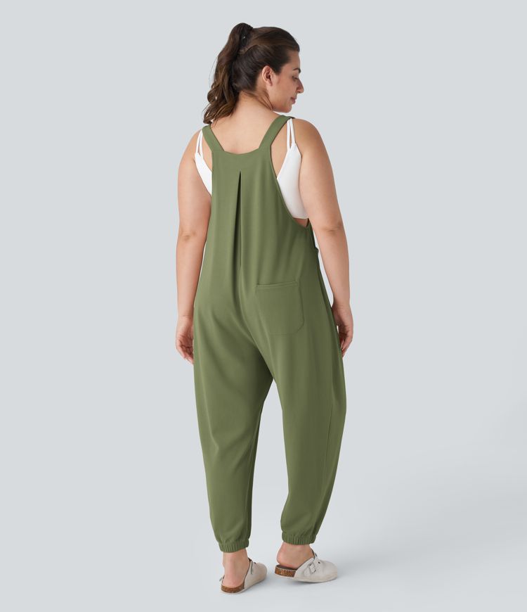 Taschen Waffel Casual Plus Size Jogger Latzhose