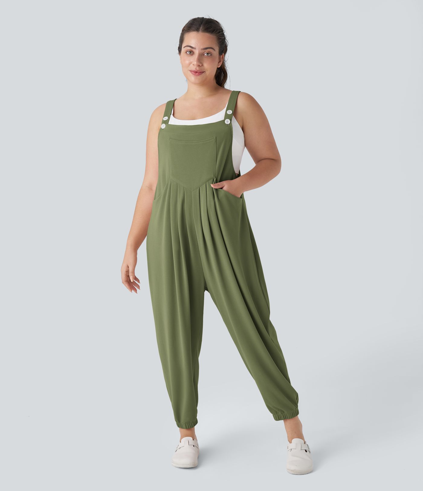 Taschen Waffel Casual Plus Size Jogger Latzhose