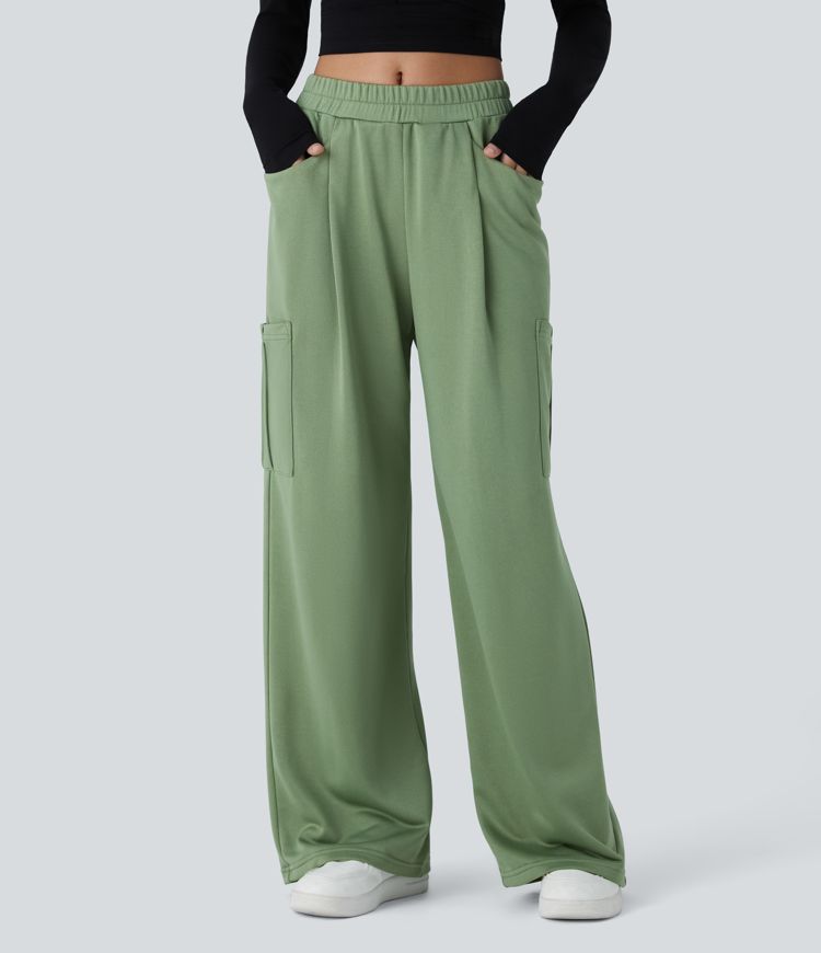 Mid-High Waist Multi-Pocket Casual Cargo Pants