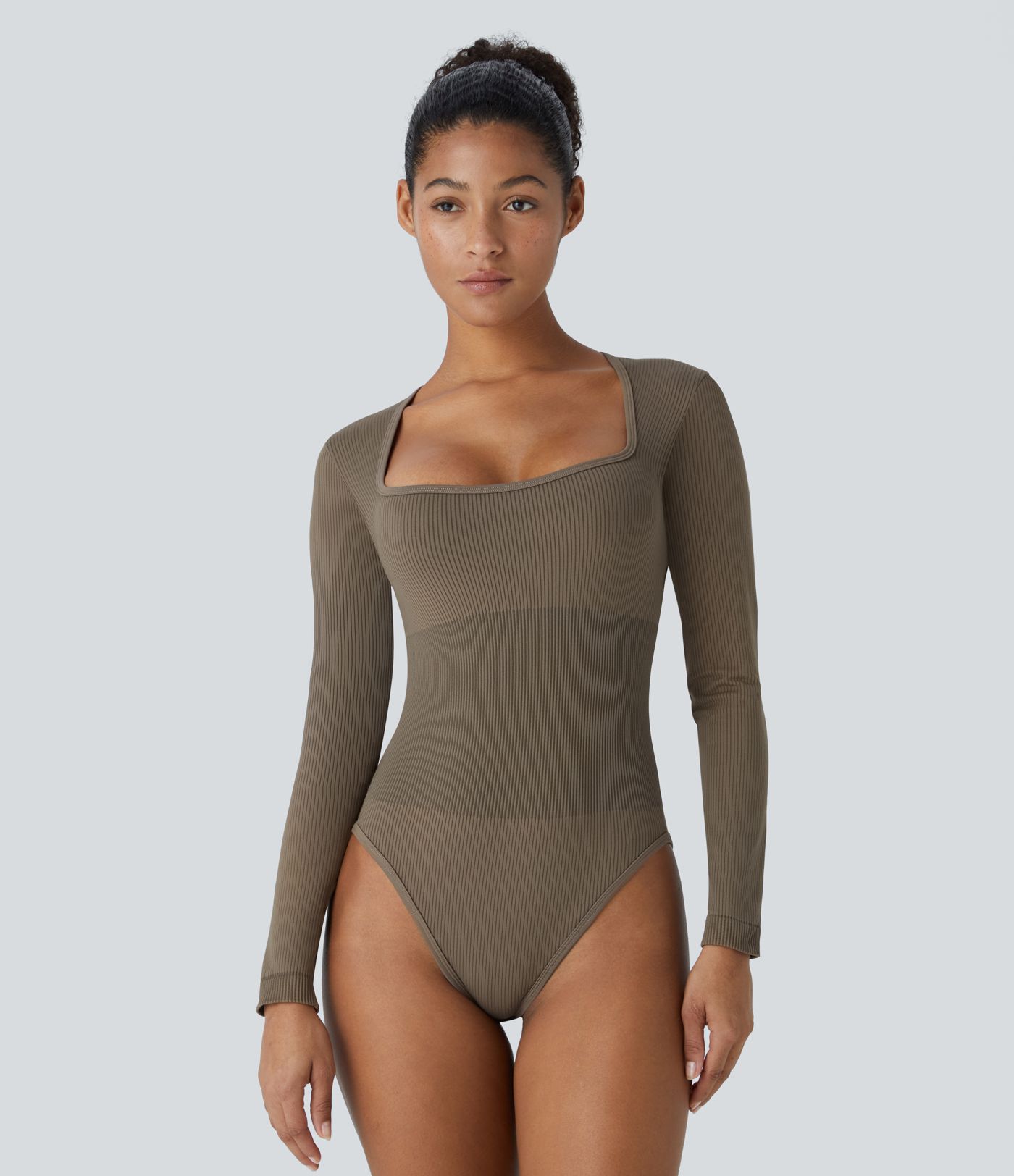 Combinaison lisse décolleté carré à manches longues sans couture OneForm Seamless Flow