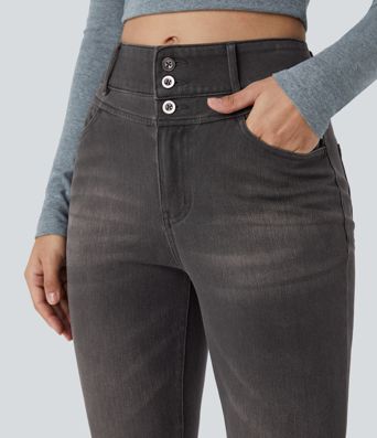 Halara Flex™ High Waisted Zipper Pockets Casual Skinny Jeans Halara Flex™ High Waisted Zipper Pockets Casual Skinny Jeans