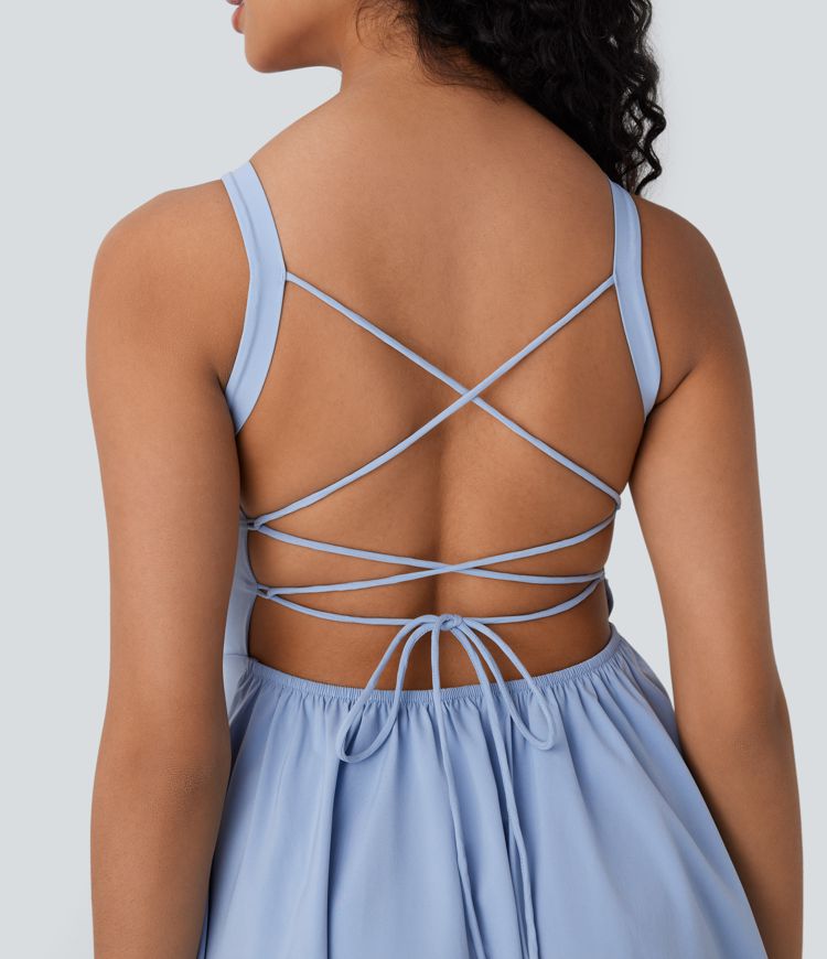 Breezeful™ Backless Crisscross Lace Up Corset Quick Dry Micro Mini Resort Dress