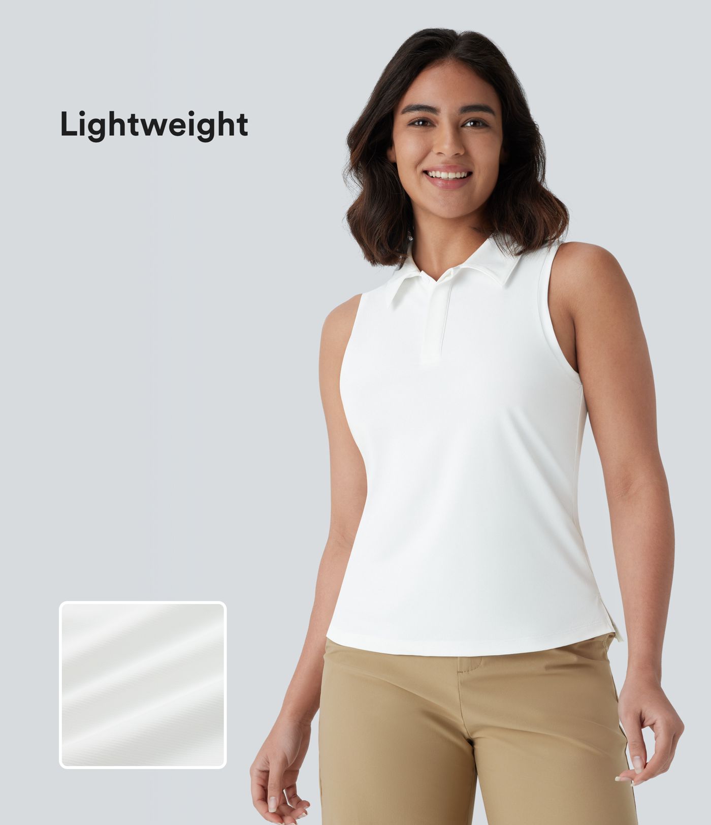 Lightweight Polo Neck Split Hem Golf Tank Vest Top