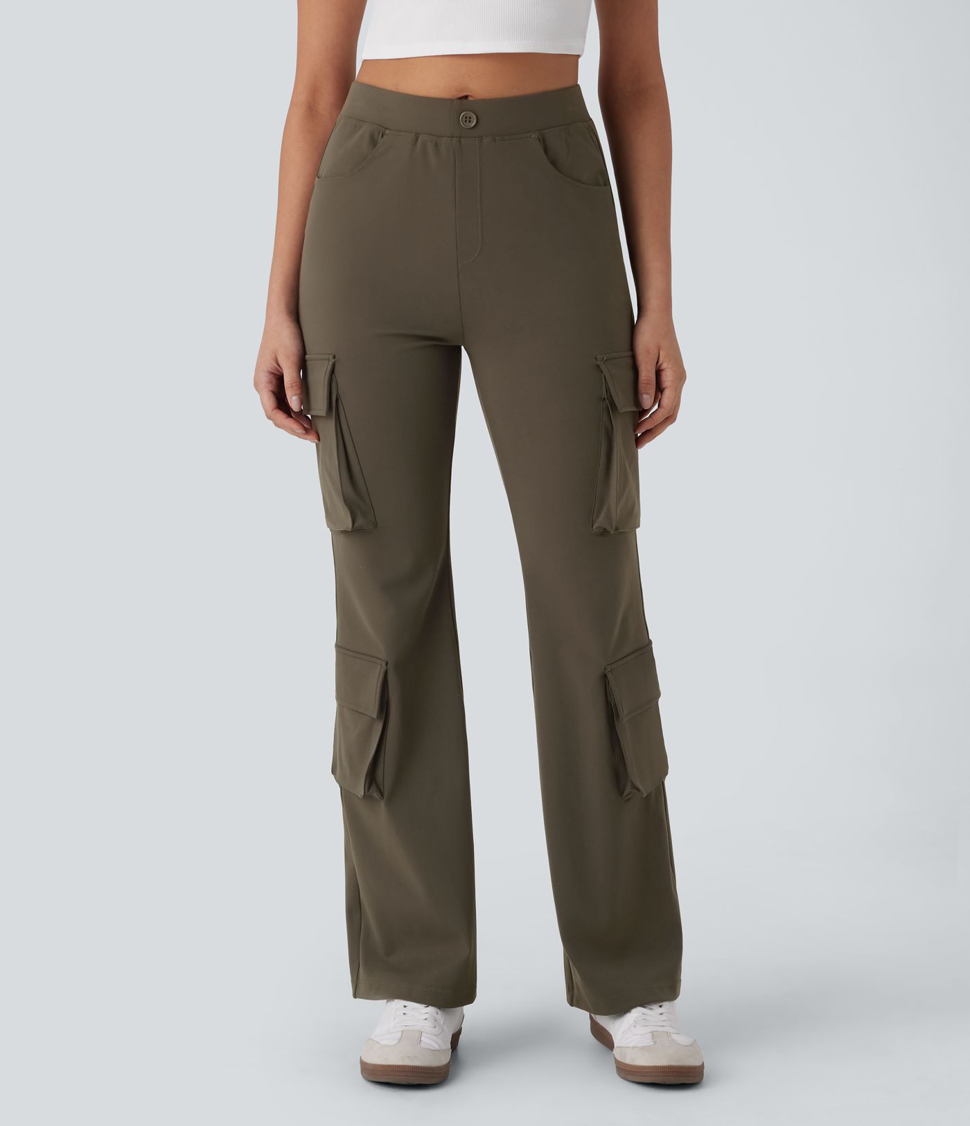 DayStretch High Waist Pockets Flare Casual Cargo Pants
