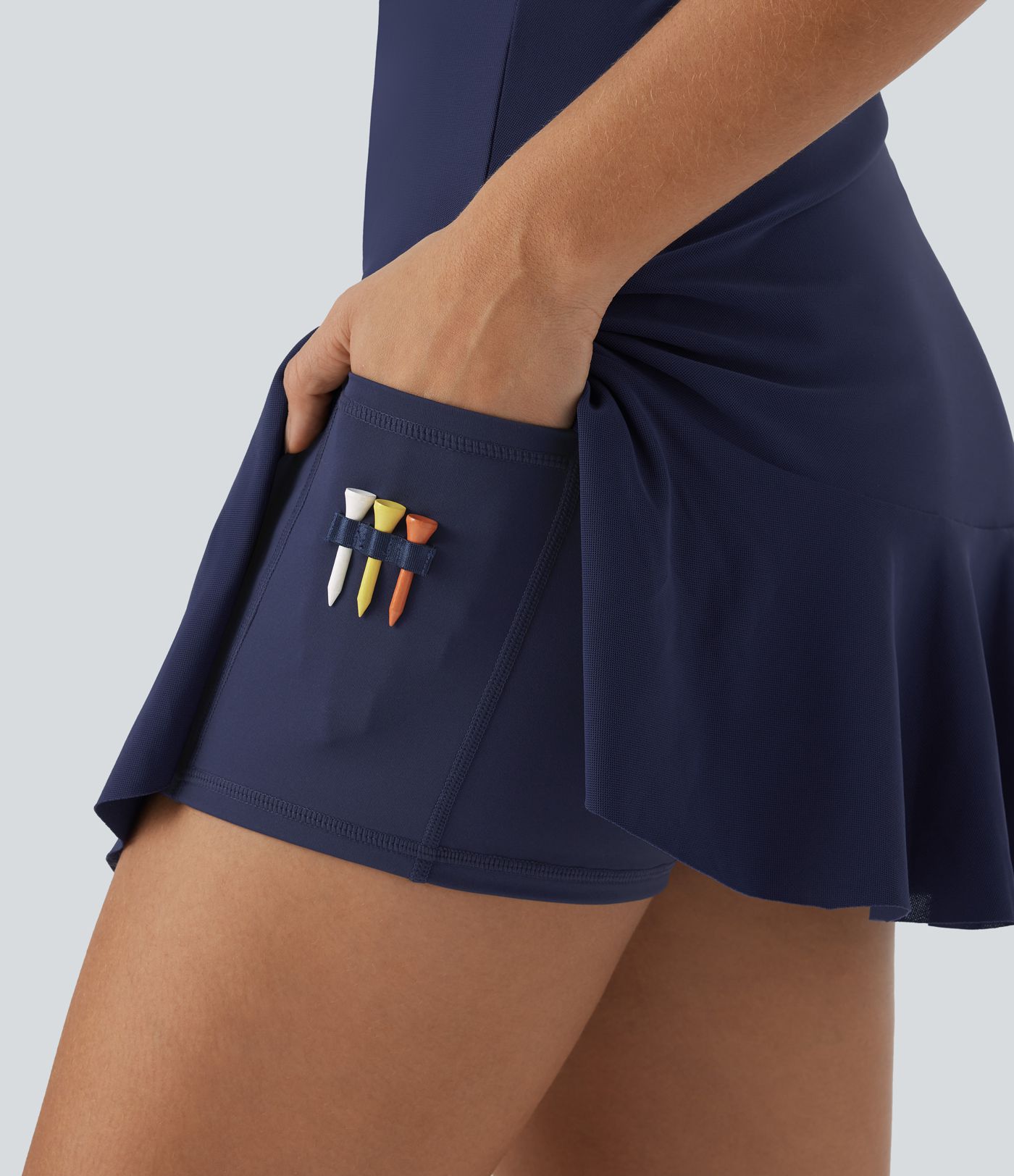 Collar Zipper 2-Piece Pocket Cool Touch Mini Golf Active Dress-Golf Tee Pocket