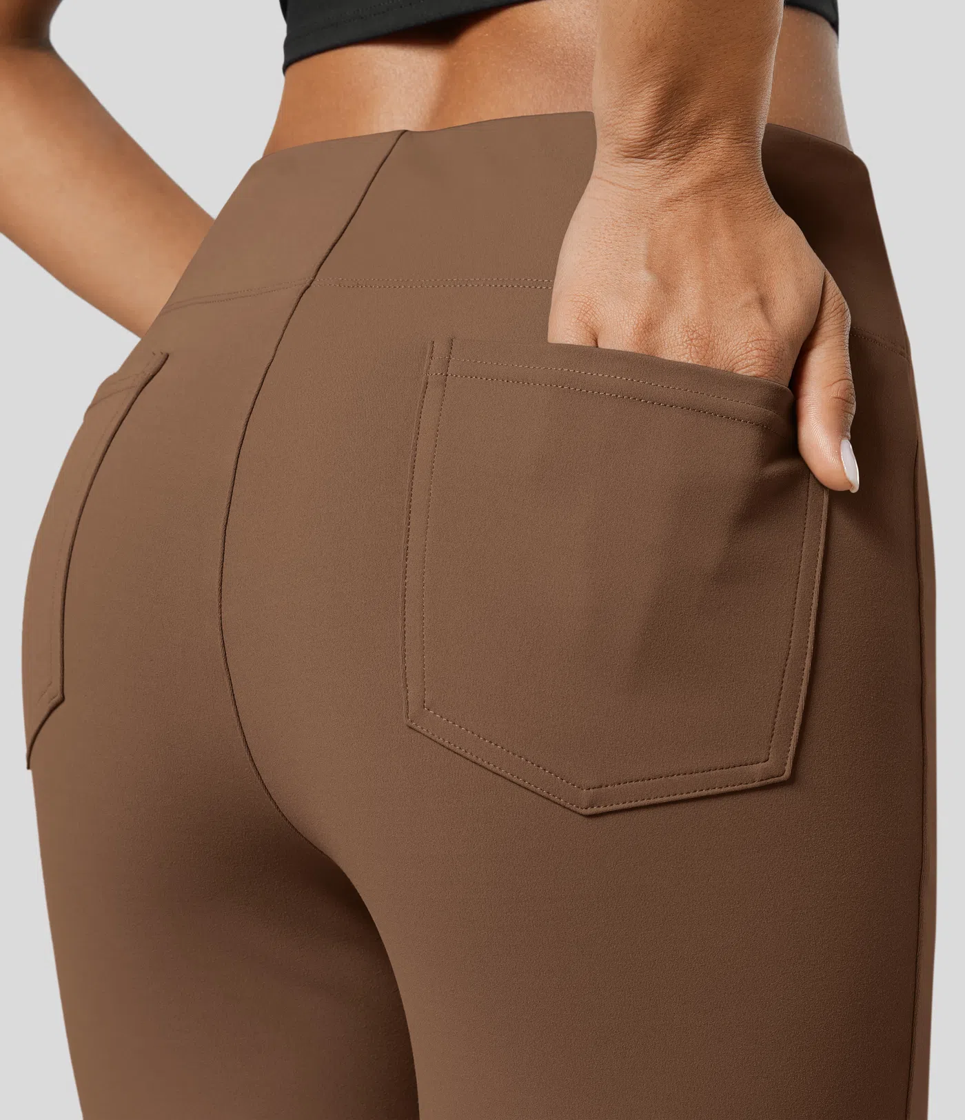 Halara Flex™ Dehnbare Stoffhose mit hohem Bund und Seitentasche hinten