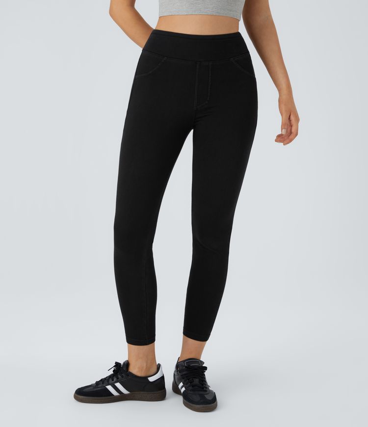 Halara Flex™ High Waisted Back Side Pocket Stretchy Knit Denim Casual Leggings