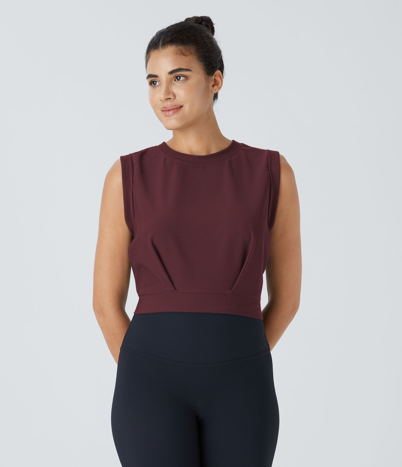 Patitoff™ Flow Pet Hair Resistant Crew Neck Sleeveless Cropped Yoga Tank Top