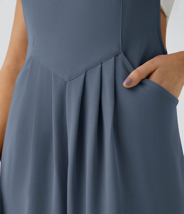 Pockets Waffle Casual Jogger Overalls