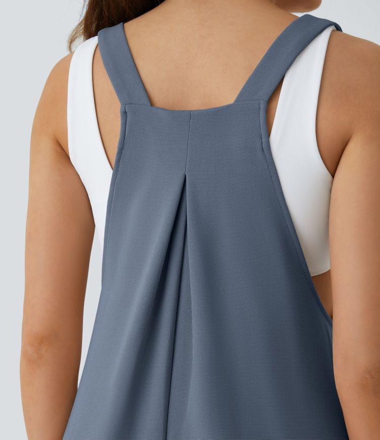 Pockets Waffle Casual Jogger Overalls