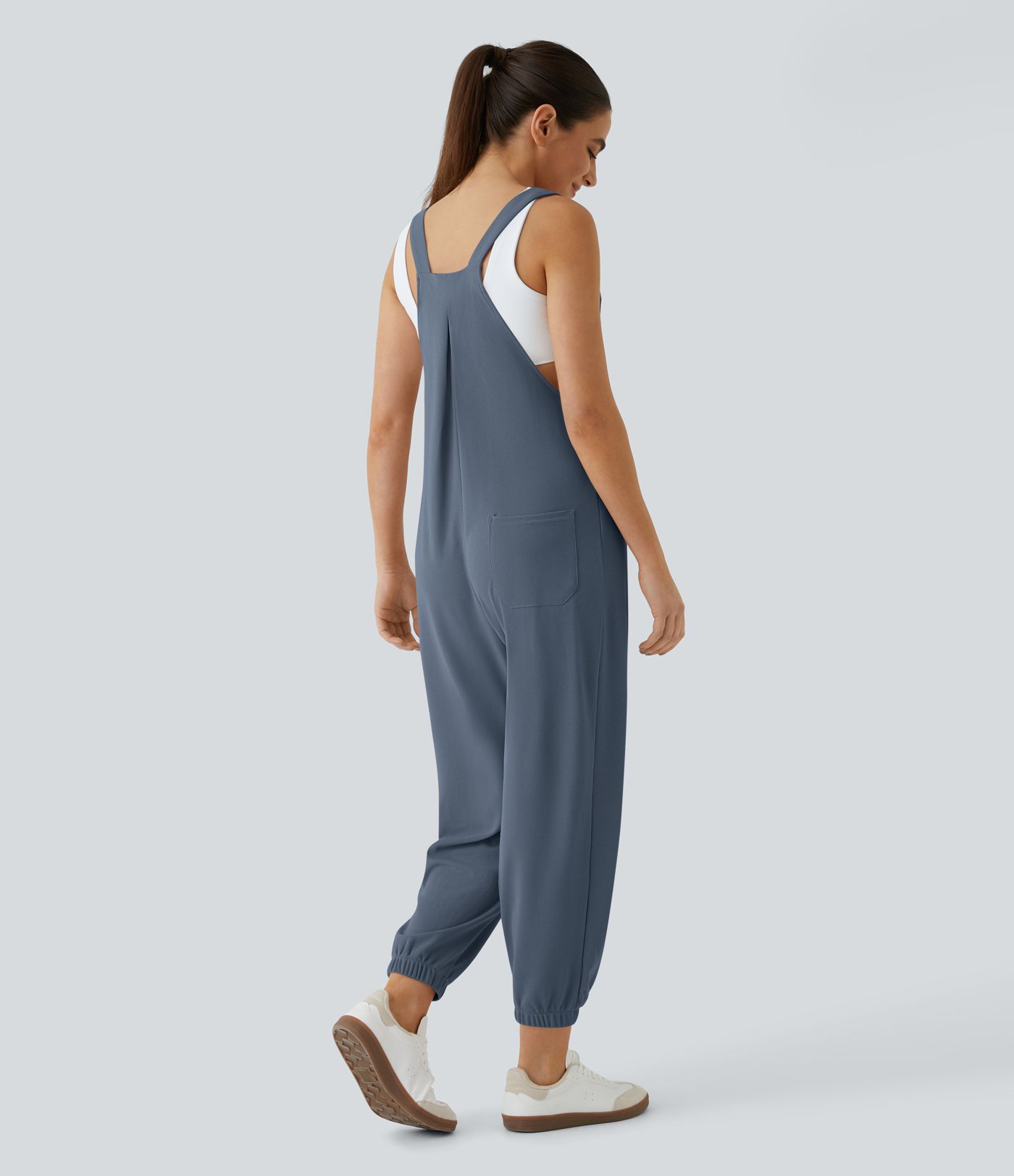 Pockets Waffle Casual Jogger Overalls