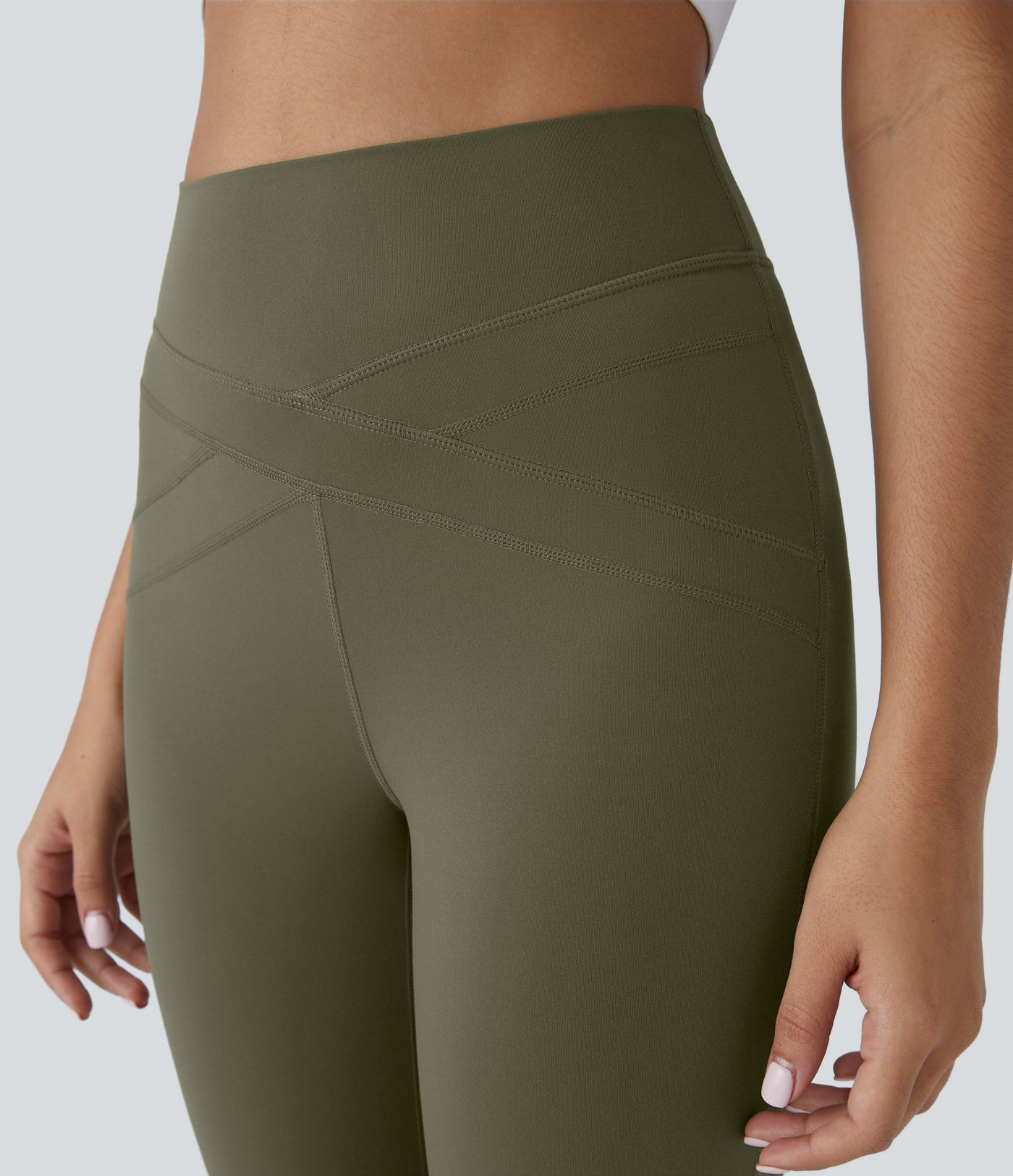 SoftlyZero™ High Waisted Contrast Mesh Lace Up Yoga 7/8 Leggings-UPF50+