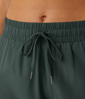 Mid Rise Trekkoord Contrast Mesh 2-in-1 Losse Hardloopshorts 3"